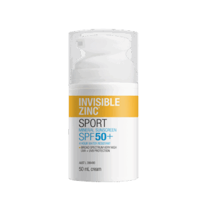 INVISIBLE ZINC SPORT Mineral Sunscreen SPF 50+ 50mL tube lid front of packaging