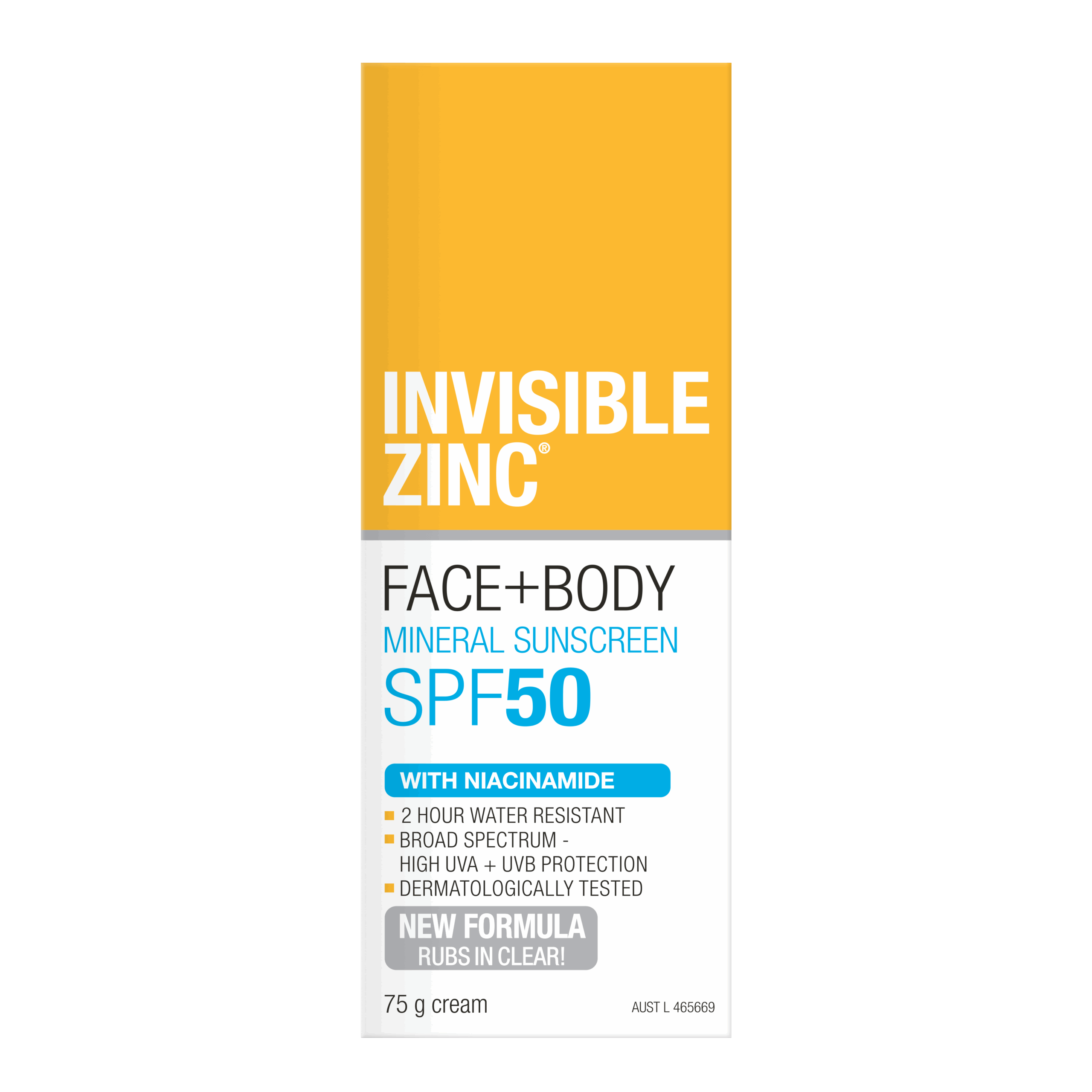 INVISIBLE ZINC FACE + BODY Mineral Sunscreen SPF 50 75g INVISIBLE ZINC FACE + BODY Mineral Sunscreen SPF 50 75g