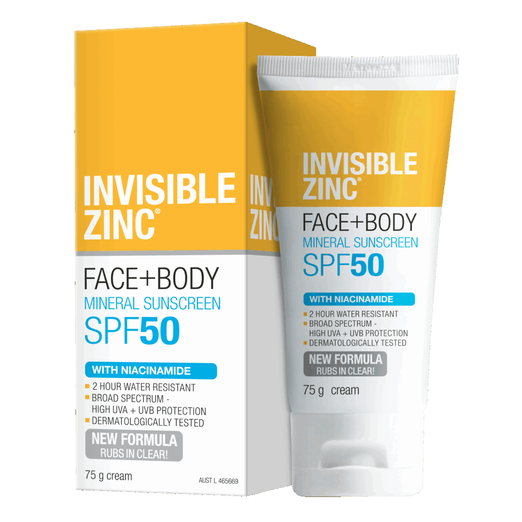 INVISIBLE ZINC FACE + BODY Mineral Sunscreen SPF 50 75g