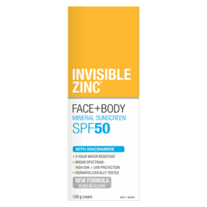 INVISIBLE ZINC FACE + BODY Mineral Sunscreen SPF 50 150g