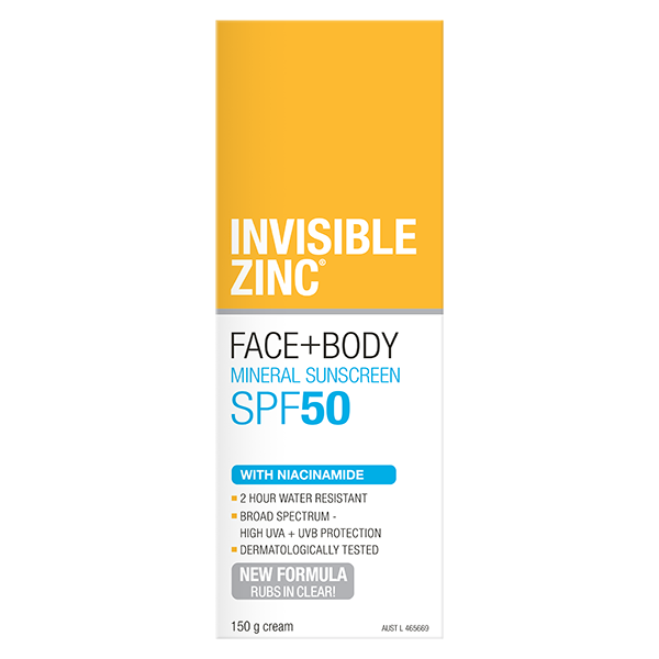 INVISIBLE ZINC FACE + BODY Mineral Sunscreen SPF 50 150g INVISIBLE ZINC FACE + BODY Mineral Sunscreen SPF 50 150g