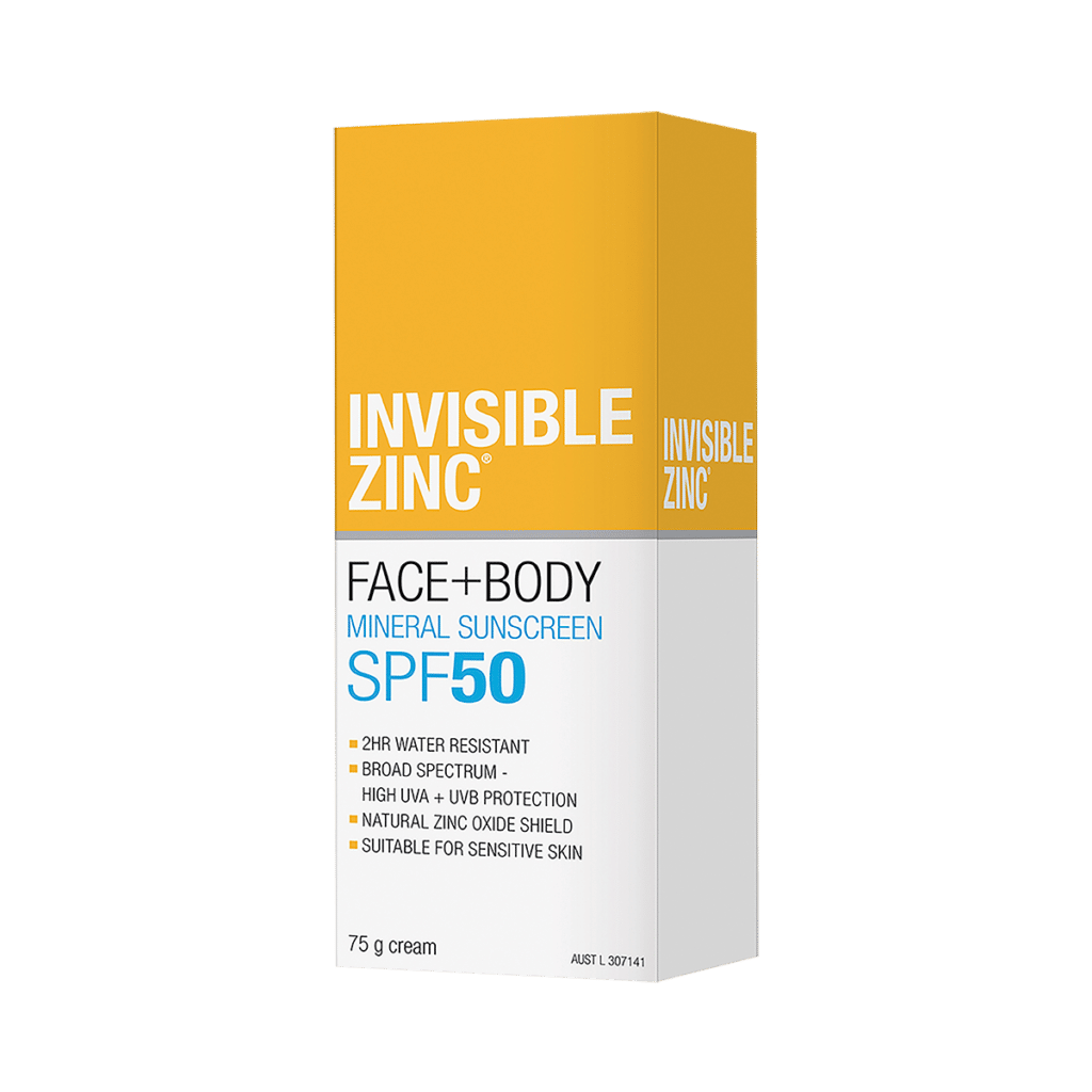 INVISIBLE ZINC FACE + BODY Mineral Sunscreen SPF 50 75g